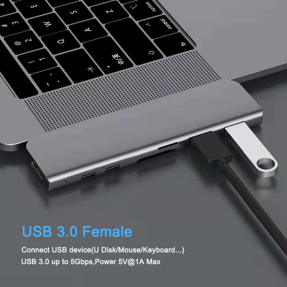 Type-C Dual 7-in-1 4K HDMI HUB Converter