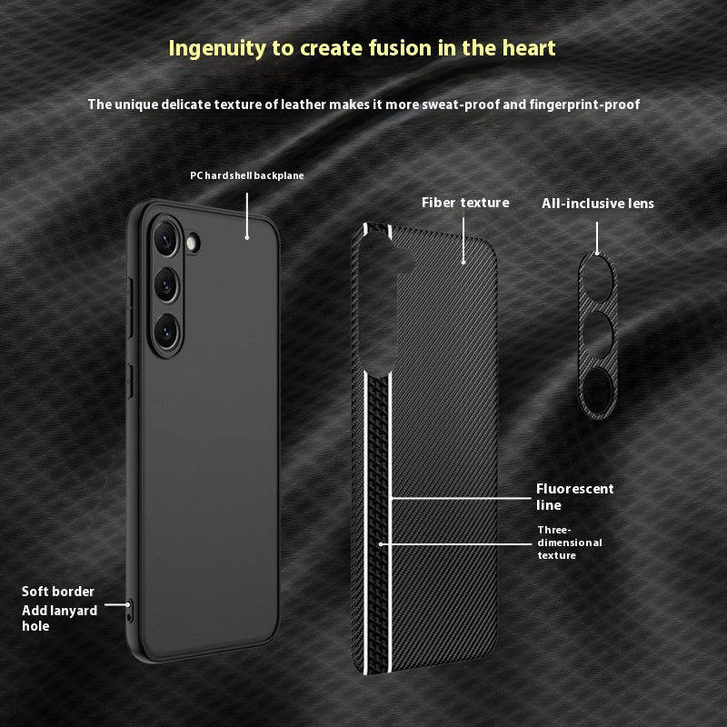 Business Plain Leather Ultra-Thin Phone Case – Carbon Fiber Back Cover for Samsung